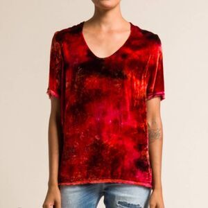 Raquel Allegra Velvet Raw Edge Top in Ruby sz 0 (US Small)